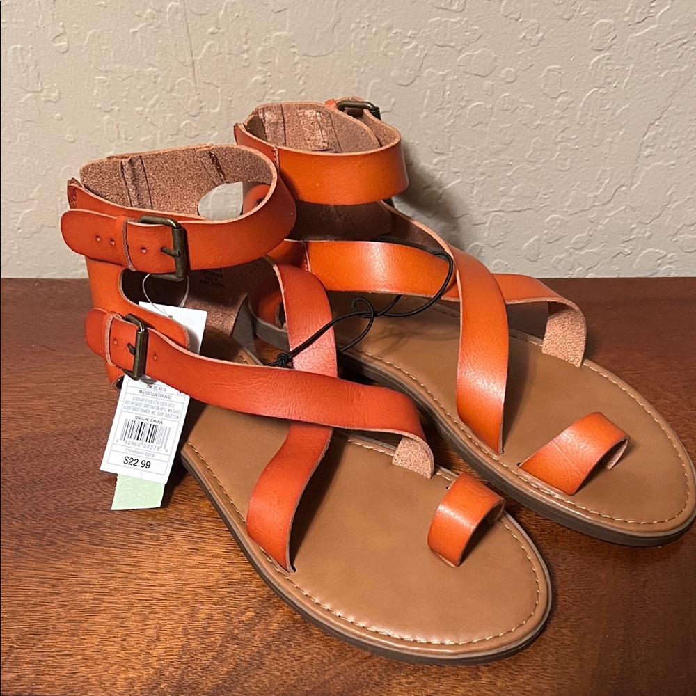 Universal Thread Orange Strappy Ankle Buckle Sandals